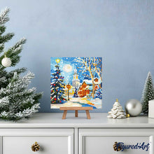 Laden Sie das Bild in den Galerie-Viewer, Mini Diamond Painting 25 x 25 cm - Verschneite Weihnachtsstraße