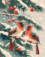 Laden Sie das Bild in den Galerie-Viewer, Malen nach Zahlen Figured'Art – Winterkardinäle