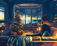 Laden Sie das Bild in den Galerie-Viewer, Malen nach Zahlen Figured'Art – Weihnachtszimmer an der Bucht