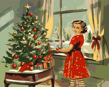Laden Sie das Bild in den Galerie-Viewer, Malen nach Zahlen Figured'Art – Vintage Weihnachtsmädchen
