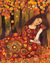 Laden Sie das Bild in den Galerie-Viewer, Malen nach Zahlen Figured'Art – Von Klimt inspirierte Herbst-Dame