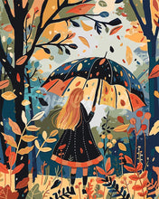 Laden Sie das Bild in den Galerie-Viewer, Malen nach Zahlen Figured'Art – Mädchen mit Regenschirm im Herbst