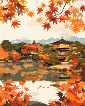 Laden Sie das Bild in den Galerie-Viewer, Malen nach Zahlen Figured'Art – Japanischer Tempel am Herbstsee