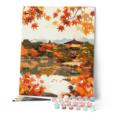Laden Sie das Bild in den Galerie-Viewer, Japanischer Tempel am Herbstsee