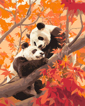 Laden Sie das Bild in den Galerie-Viewer, Malen nach Zahlen Figured'Art – Pandazwillinge im Herbst