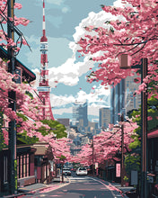 Laden Sie das Bild in den Galerie-Viewer, Malen nach Zahlen Figured'Art – Tokio Sakura-Straße