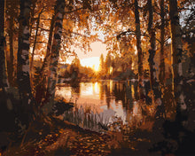 Laden Sie das Bild in den Galerie-Viewer, Malen nach Zahlen Figured'Art – Goldener Birkensee