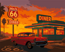 Laden Sie das Bild in den Galerie-Viewer, Malen nach Zahlen Figured'Art – Der Diner und der Oldtimer