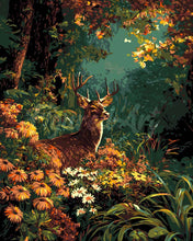 Laden Sie das Bild in den Galerie-Viewer, Malen nach Zahlen Figured'Art – Hirsch umgeben von Herbstblüten