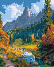 Laden Sie das Bild in den Galerie-Viewer, Malen nach Zahlen Figured'Art – Herbstbach in den Alpen