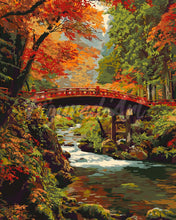 Laden Sie das Bild in den Galerie-Viewer, Malen nach Zahlen Figured'Art – Rote Brücke in Japan im Herbst
