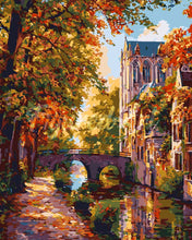 Laden Sie das Bild in den Galerie-Viewer, Malen nach Zahlen Figured'Art – Flussstadt im Herbst