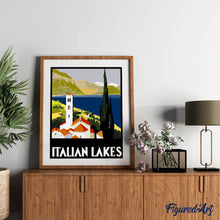 Laden Sie das Bild in den Galerie-Viewer, Italienische Seen Vintage-Poster