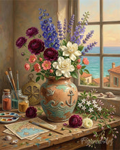 Laden Sie das Bild in den Galerie-Viewer, Malen nach Zahlen Figured'Art – Mediterrane Blumenharmonie