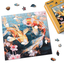 Laden Sie das Bild in den Galerie-Viewer, Holzpuzzle Erwachsene - Koi-Fische und Blumen