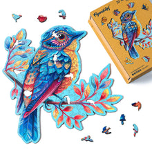 Laden Sie das Bild in den Galerie-Viewer, Holzpuzzle Erwachsene - Blauer Vogel auf Zweig