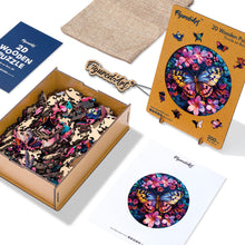 Laden Sie das Bild in den Galerie-Viewer, Holzpuzzle Erwachsene - Schmetterling mit Blumen