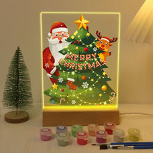 Laden Sie das Bild in den Galerie-Viewer, LED Präsentationssockel aus Holz Malen nach Zahlen 15x20 cm - Weihnachtsmann 03