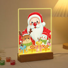 Laden Sie das Bild in den Galerie-Viewer, LED Präsentationssockel aus Holz Malen nach Zahlen 15x20 cm - Weihnachtsmann 04