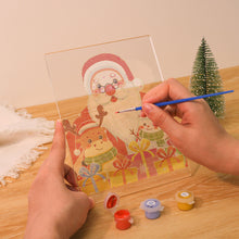 Laden Sie das Bild in den Galerie-Viewer, LED Präsentationssockel aus Holz Malen nach Zahlen 15x20 cm - Weihnachtsmann 04