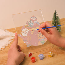 Laden Sie das Bild in den Galerie-Viewer, LED Präsentationssockel aus Holz Malen nach Zahlen 15x20 cm - Weihnachtsmann 05