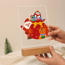 Laden Sie das Bild in den Galerie-Viewer, LED Präsentationssockel aus Holz Malen nach Zahlen 15x20 cm - Weihnachtsmann 05