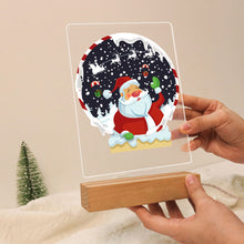 Laden Sie das Bild in den Galerie-Viewer, LED Präsentationssockel aus Holz Malen nach Zahlen 15x20 cm - Weihnachtsmann 06