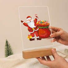 Laden Sie das Bild in den Galerie-Viewer, LED Präsentationssockel aus Holz Malen nach Zahlen 15x20 cm - Weihnachtsmann 08