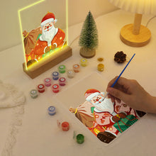 Laden Sie das Bild in den Galerie-Viewer, LED Präsentationssockel aus Holz Malen nach Zahlen 15x20 cm - Weihnachtsmann 09