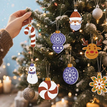 Laden Sie das Bild in den Galerie-Viewer, Malen nach Zahlen Weihnachtsdekoration – Schneeflocken und Kugeln