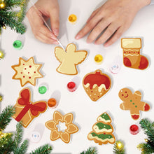 Laden Sie das Bild in den Galerie-Viewer, Malen nach Zahlen Weihnachtsdekoration – Stern, Weihnachtsbaum, Geschenk und Weihnachtsplätzchen