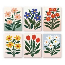 Laden Sie das Bild in den Galerie-Viewer, Mini Malen nach Zahlen 15x20 cm (6 Stück) - Moderne Blumen Figured'Art