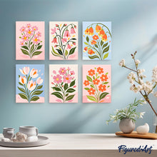 Laden Sie das Bild in den Galerie-Viewer, Mini Malen nach Zahlen 15x20 cm (6 Stück) - Frühlingsblumen