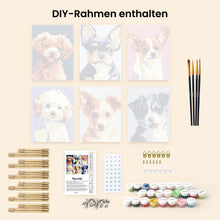 Laden Sie das Bild in den Galerie-Viewer, Mini Malen nach Zahlen 15x20 cm (6 Stück) - Moderne Hunde Portraits 2