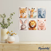 Laden Sie das Bild in den Galerie-Viewer, Mini Malen nach Zahlen 15x20 cm (6 Stück) - Wildtierportraits 2