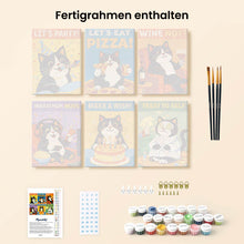 Laden Sie das Bild in den Galerie-Viewer, Mini Malen nach Zahlen 15x20 cm (6 Stück) - Fröhliche Katzenmomente
