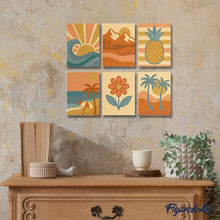 Laden Sie das Bild in den Galerie-Viewer, Mini Malen nach Zahlen 15x20 cm (6 Stück) - Retro Sommer Vibes
