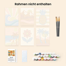 Laden Sie das Bild in den Galerie-Viewer, Mini Malen nach Zahlen 15x20 cm (6 Stück) - Retro Sommer Vibes