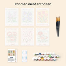 Laden Sie das Bild in den Galerie-Viewer, Mini Malen nach Zahlen 15x20 cm (6 Stück) - Blumenmarkt 1