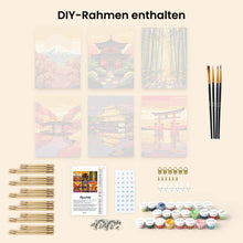 Laden Sie das Bild in den Galerie-Viewer, Mini Malen nach Zahlen 15x20 cm (6 Stück) - Sonnenuntergang in Japan