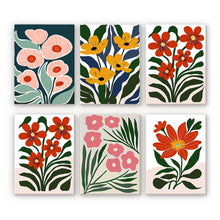 Laden Sie das Bild in den Galerie-Viewer, Malen nach Zahlen – 6-Leinwand-Set | Bunte Blumenmuster Figured'Art