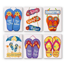 Laden Sie das Bild in den Galerie-Viewer, Malen nach Zahlen – 6-Leinwand-Set | Sommer-Flip-Flop-Schilder Figured'Art