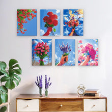 Laden Sie das Bild in den Galerie-Viewer, Mini Malen nach Zahlen 15x20cm (6 Stück) - Blumensträuße im Himmel