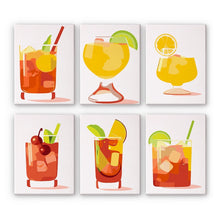 Laden Sie das Bild in den Galerie-Viewer, Malen nach Zahlen – 6-Leinwand-Set | Tropische Cocktails Figured'Art