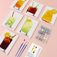 Laden Sie das Bild in den Galerie-Viewer, Mini Malen nach Zahlen 15x20cm (6 Stück) - Sommerliche Bunte Cocktails