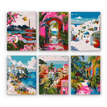Laden Sie das Bild in den Galerie-Viewer, Malen nach Zahlen – 6-Leinwand-Set | Mediterrane Szenen Figured'Art