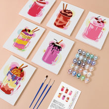 Laden Sie das Bild in den Galerie-Viewer, Mini Malen nach Zahlen 15x20cm (6 Stück) - Bunte Milchshakes