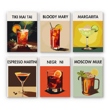 Laden Sie das Bild in den Galerie-Viewer, Mini Malen nach Zahlen 15x20 cm (6 Stück) - Moderne Bar-Mixologie-Kunst Serie 3 Figured'Art