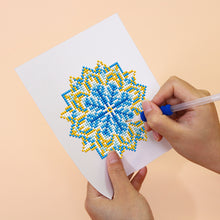 Laden Sie das Bild in den Galerie-Viewer, Mini Diamond Painting 15x20 cm (4 Stück) - Kristallmandalas in Blau