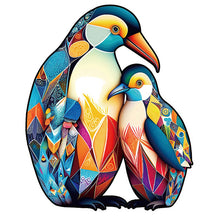 Laden Sie das Bild in den Galerie-Viewer, 2D Holzpuzzle – Abstrakte Pinguine